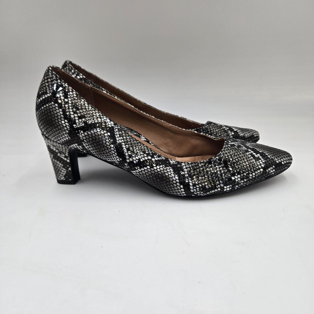 Vionic Women’s 6.5 M Mia Snakeskin Print Pattern Scale Leather Heels Pumps